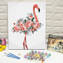 Paint by numbers kits for adults flamingo with flowers